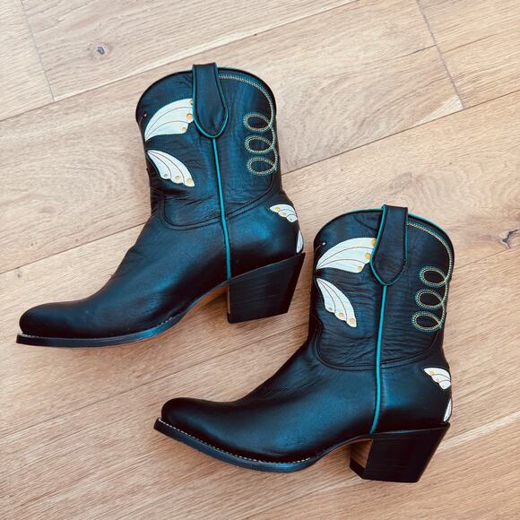 Fraulein Black Butterfly Women's Western Black Cowboy Boots- 7.5 - Picture 7 of 12